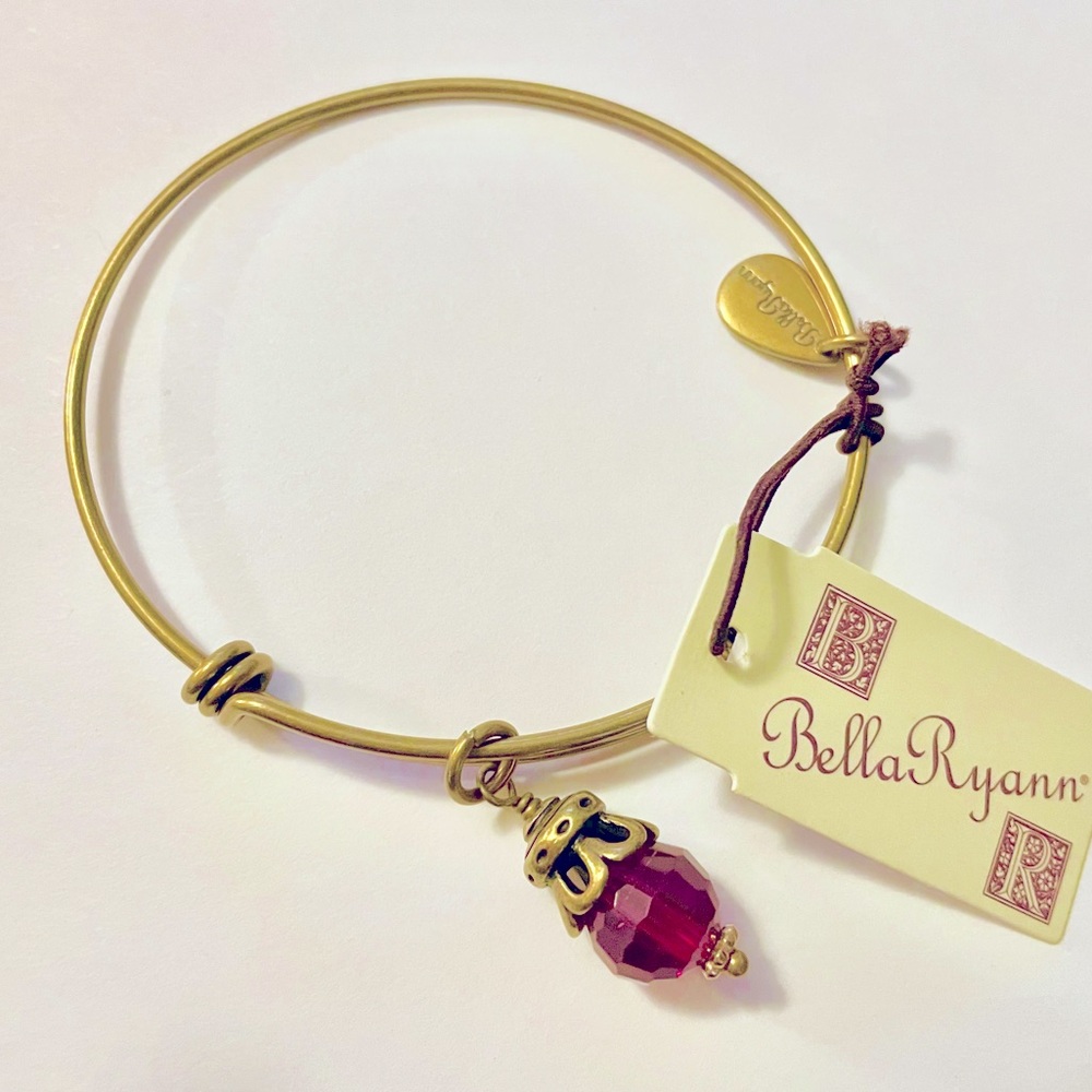 NWT Bella Ryann gold with red bead bangle bracelet